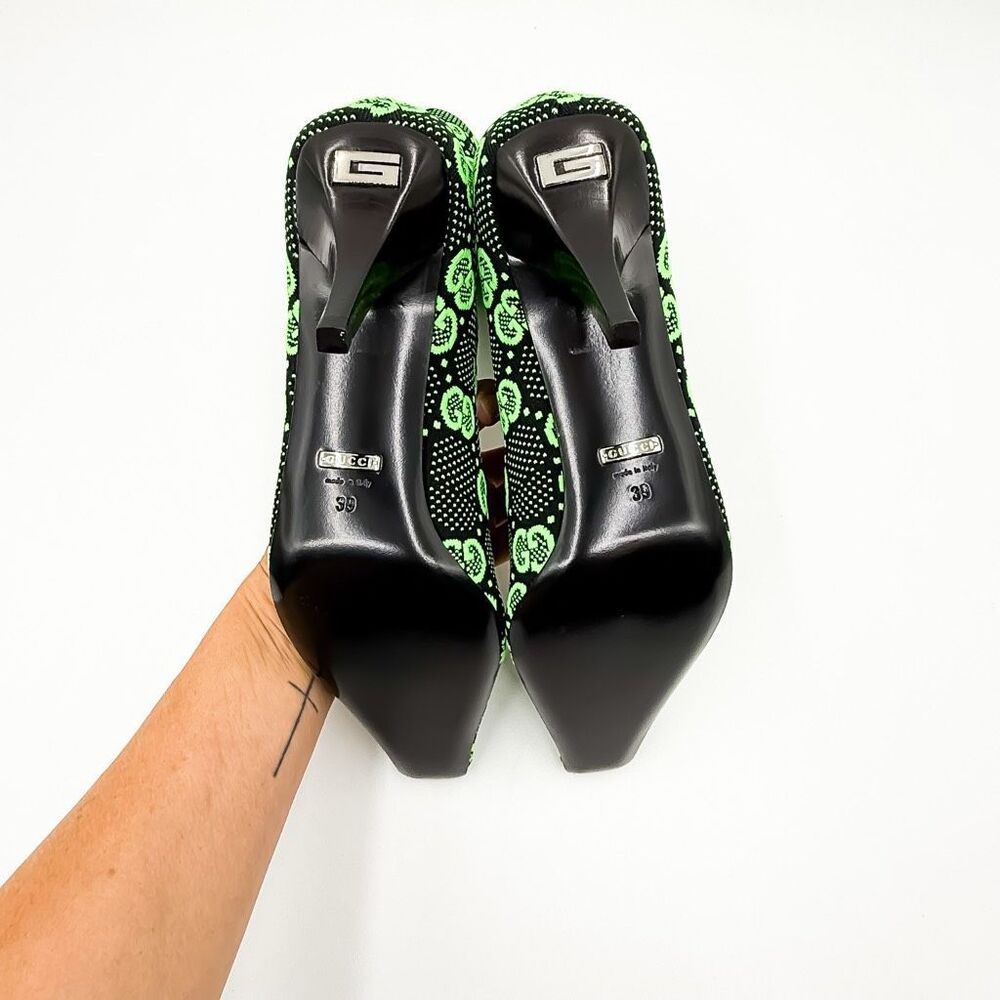 Gucci GG Sock Boot Green Black Heels Bootie Eu 39 US 9 - Picture 7 of 10